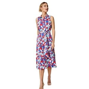 UNTUCKit Red blue floral Midi Dress